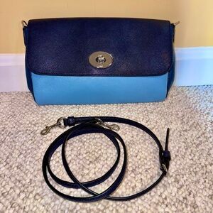Coach Navy and Light Blue Crossbody Bag with crossbody straps